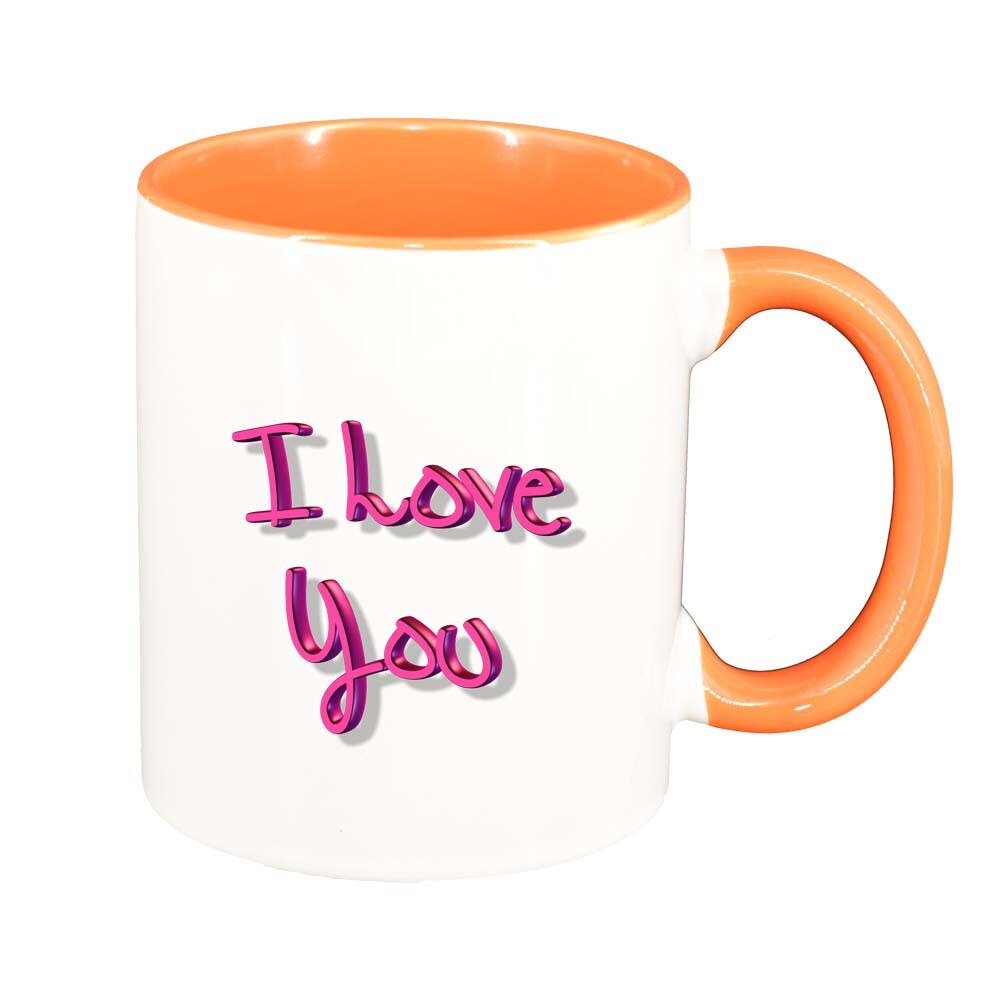 Cana I Love You, interior portocaliu, 330ml, D276