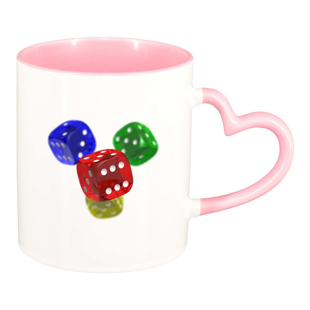 Cana Dice, interior roz, maner inima, 330ml, D278