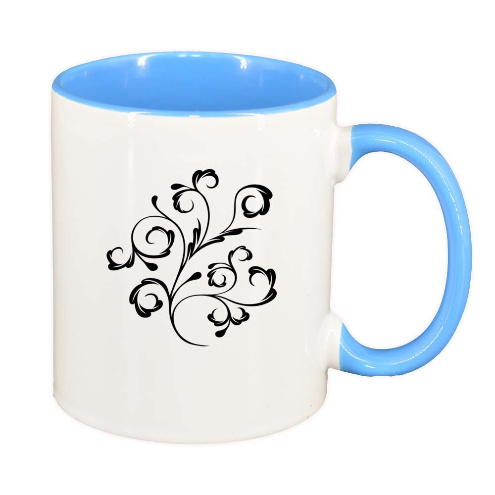 Cana Model Floral, interior albastru, 330ml, D281