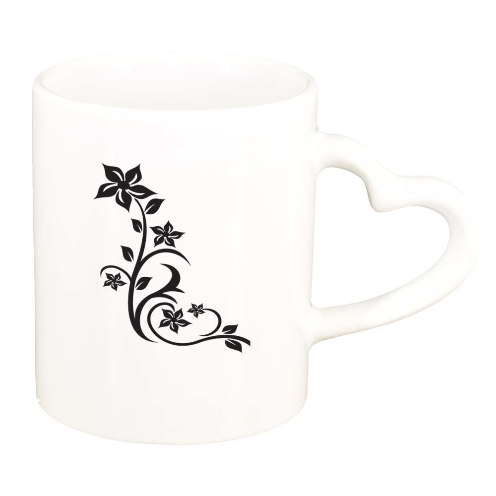 Cana Model Floral, alb, maner inima, 330ml, D279