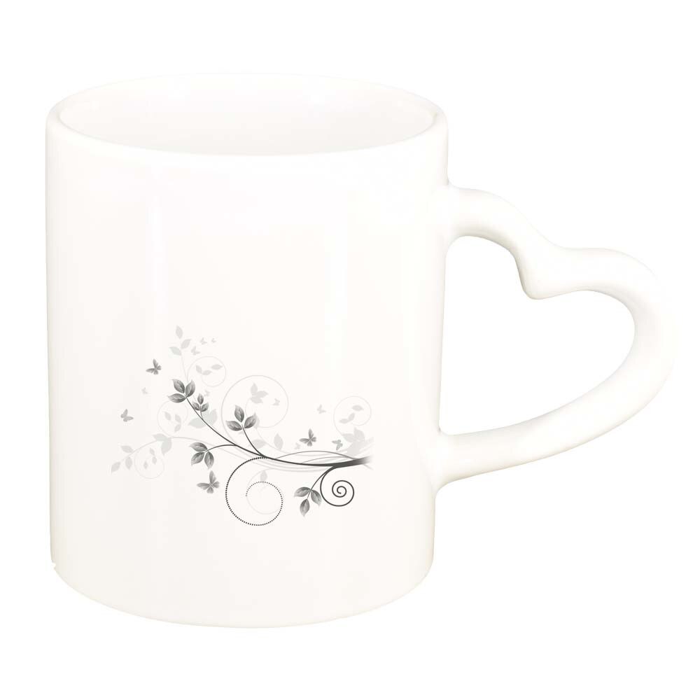 Cana Model Floral, alb, maner inima, 330ml, D280