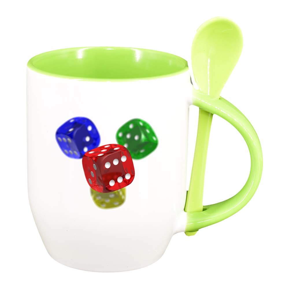 Cana Dice cu lingurita, interior verde deschis, 330ml, D278
