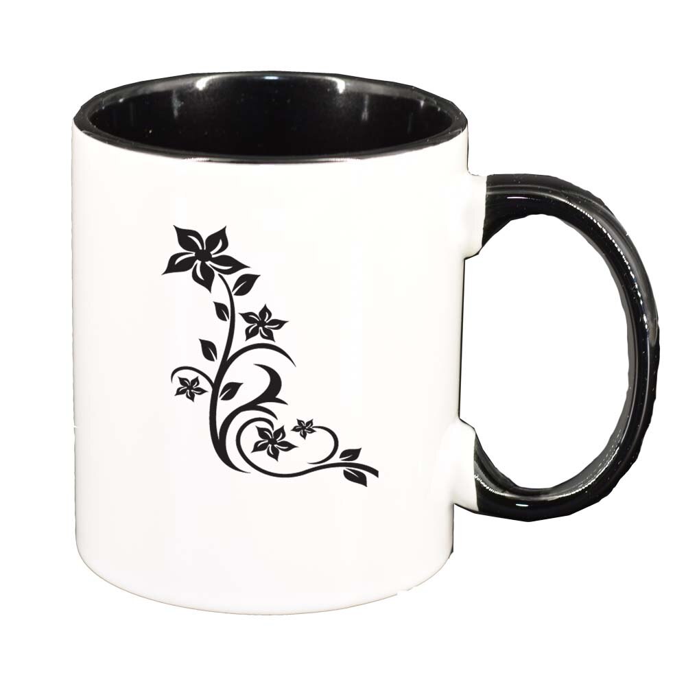 Cana Model Floral, interior negru, 330ml, D279