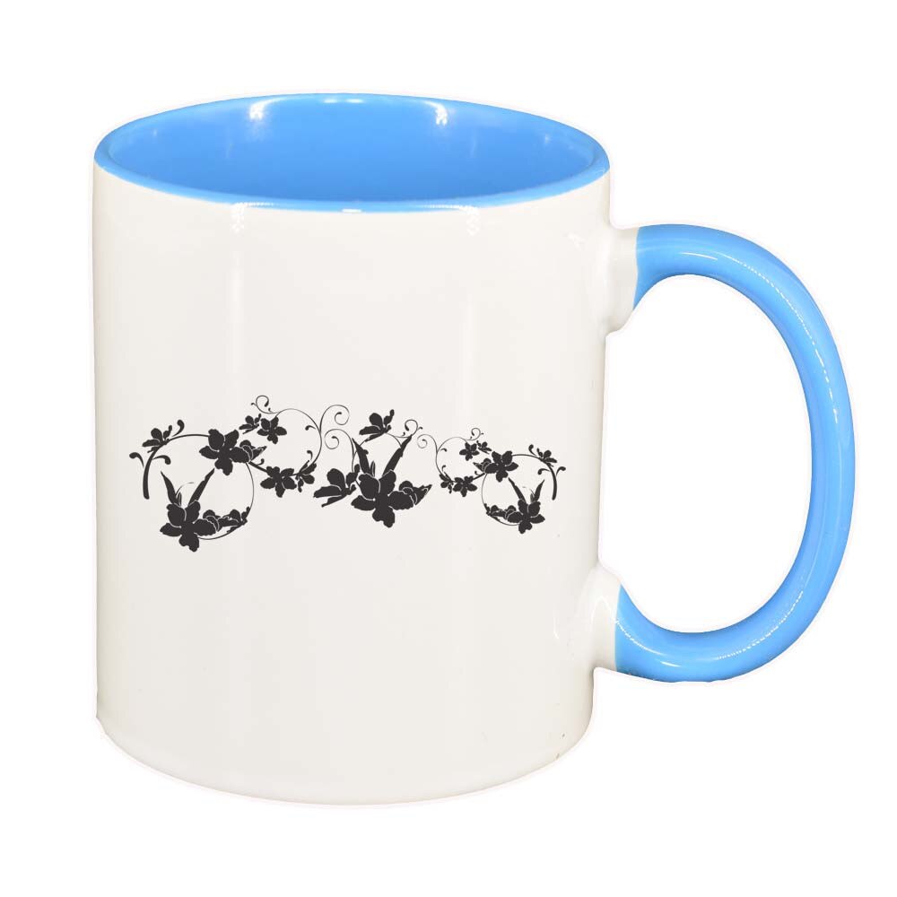 Cana Model Floral, interior albastru, 330ml, D282