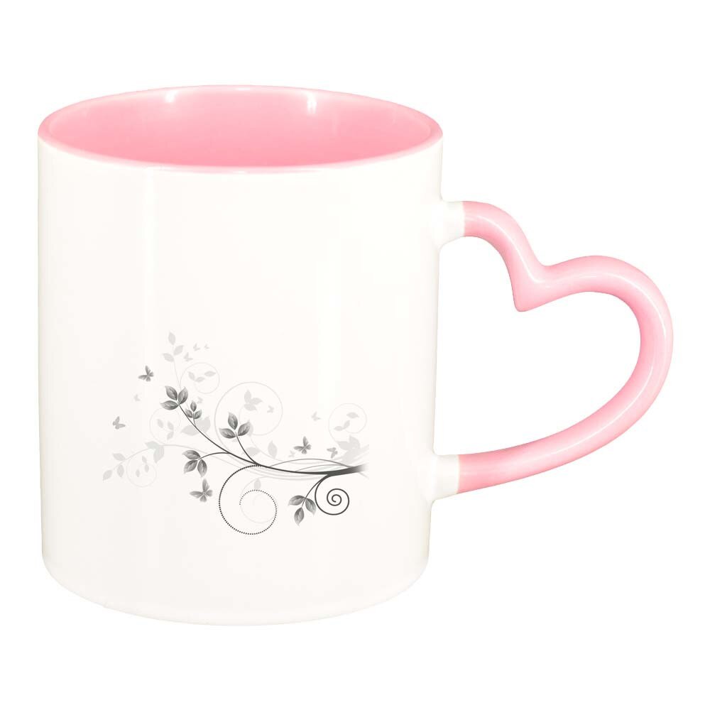 Cana Model Floral, interior roz, maner inima, 330ml, D280