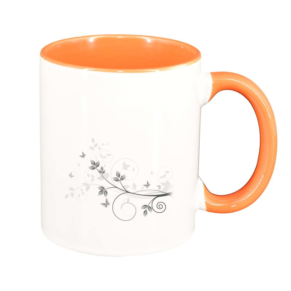 Cana Model Floral, interior portocaliu, 330ml, D280