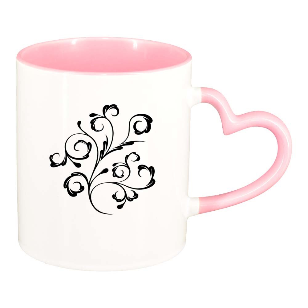 Cana Model Floral, interior roz, maner inima, 330ml, D281