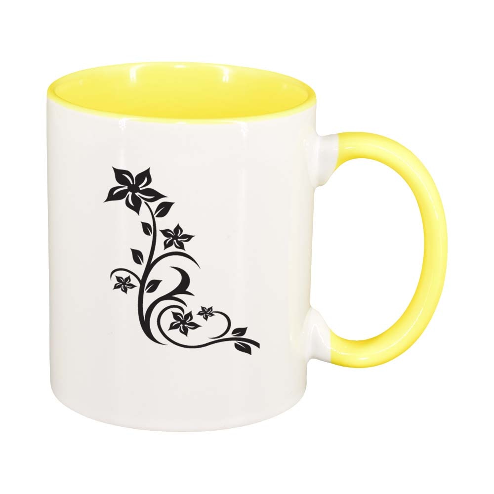 Cana Model Floral, interior galben, 330ml, D279