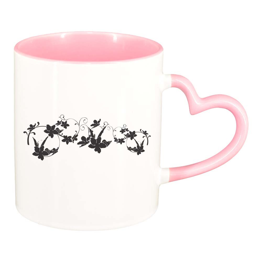 Cana Model Floral, interior roz, maner inima, 330ml, D282