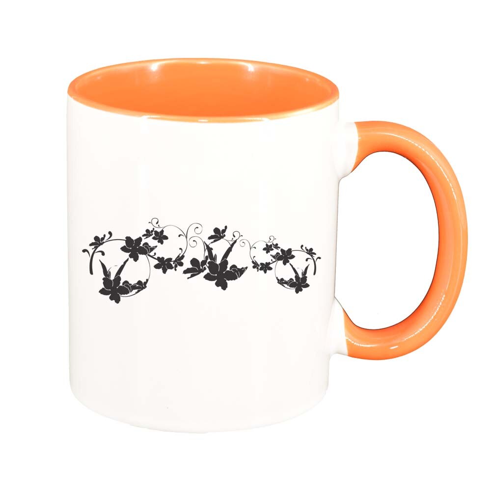 Cana Model Floral, interior portocaliu, 330ml, D282