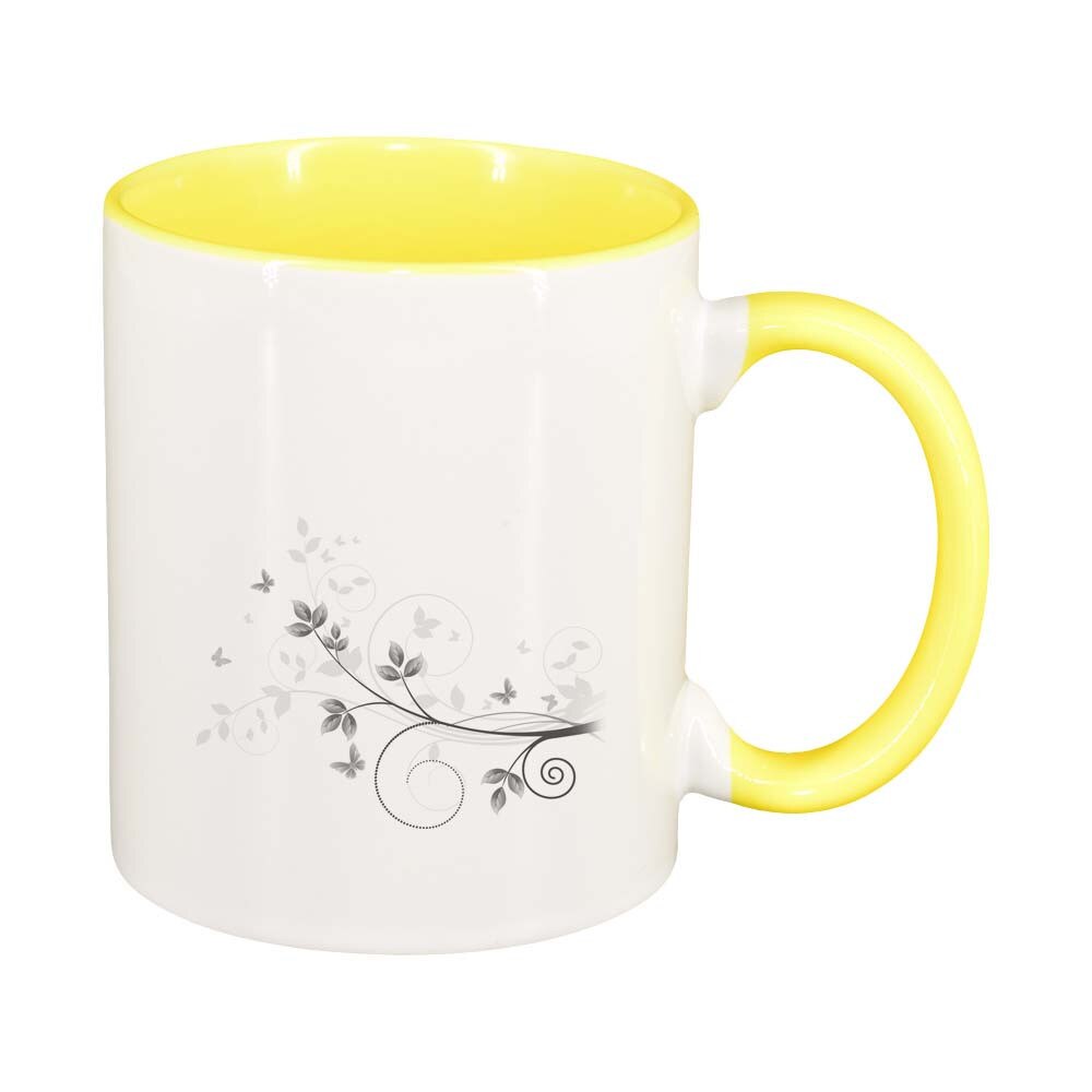 Cana Model Floral, interior galben, 330ml, D280