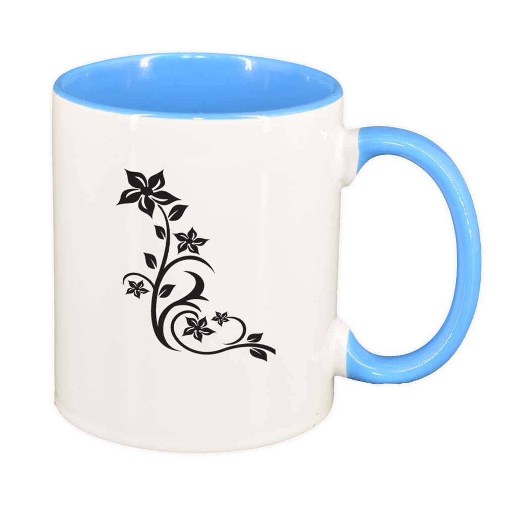 Cana Model Floral, interior albastru, 330ml, D279