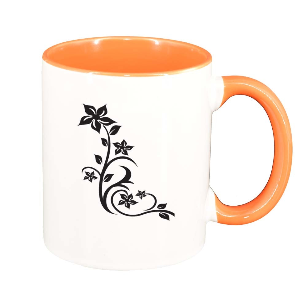 Cana Model Floral, interior portocaliu, 330ml, D279