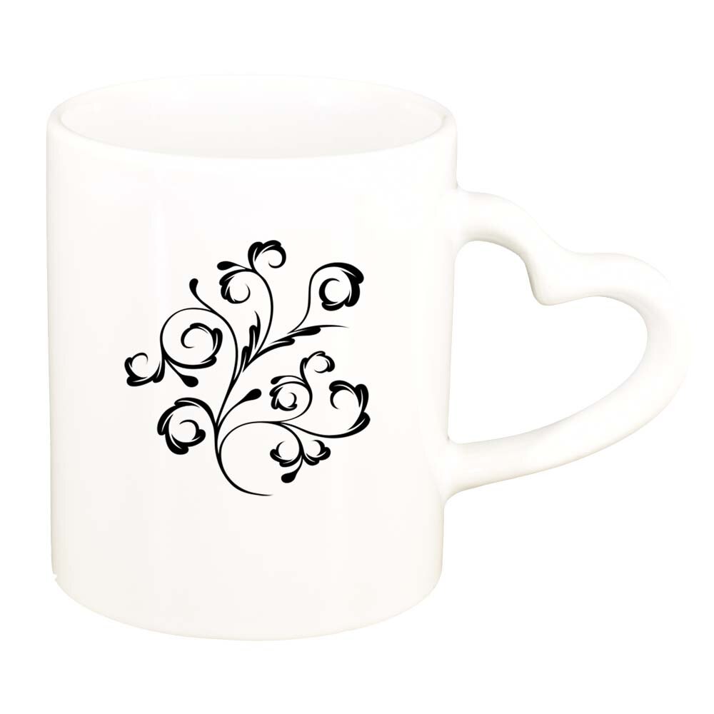 Cana Model Floral, alb, maner inima, 330ml, D281