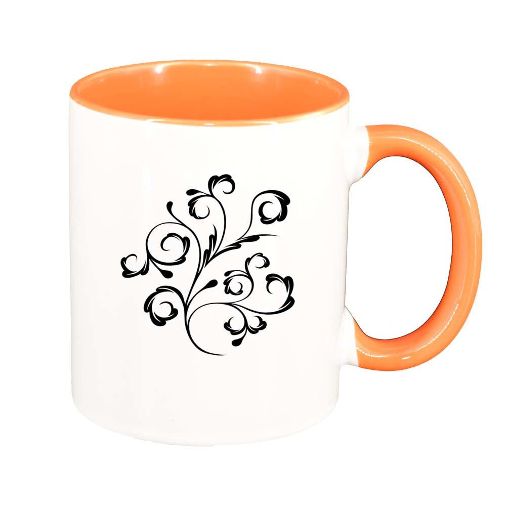 Cana Model Floral, interior portocaliu, 330ml, D281