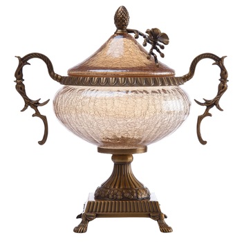 Bomboniera rotunda din sticla model crapat 31*17,5*32cm Bomboniera rotunda din sticla model crapat 31*17,5*32cm