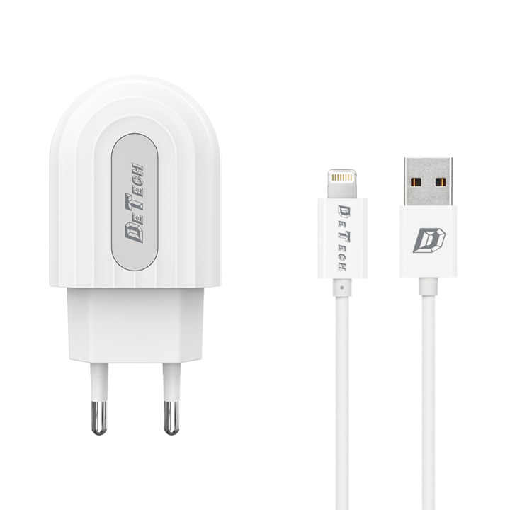 Incarcator Detech cablu de date tip Lightning 2.4A, compatibil cu iPhone