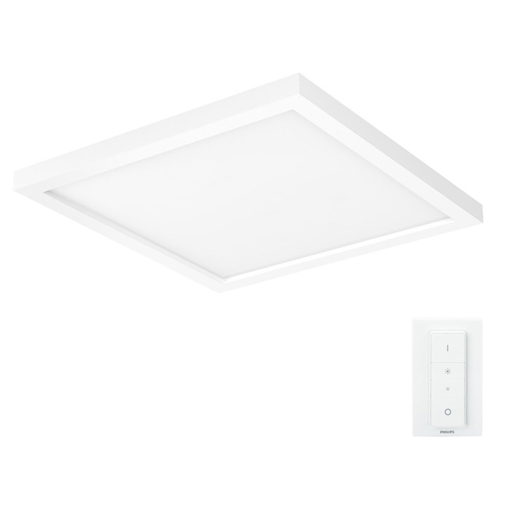 Plafoniera LED integrat Philips HUE ambianta alba Aurelle, 28W, 2200 lm, intrerupator cu variator inclus