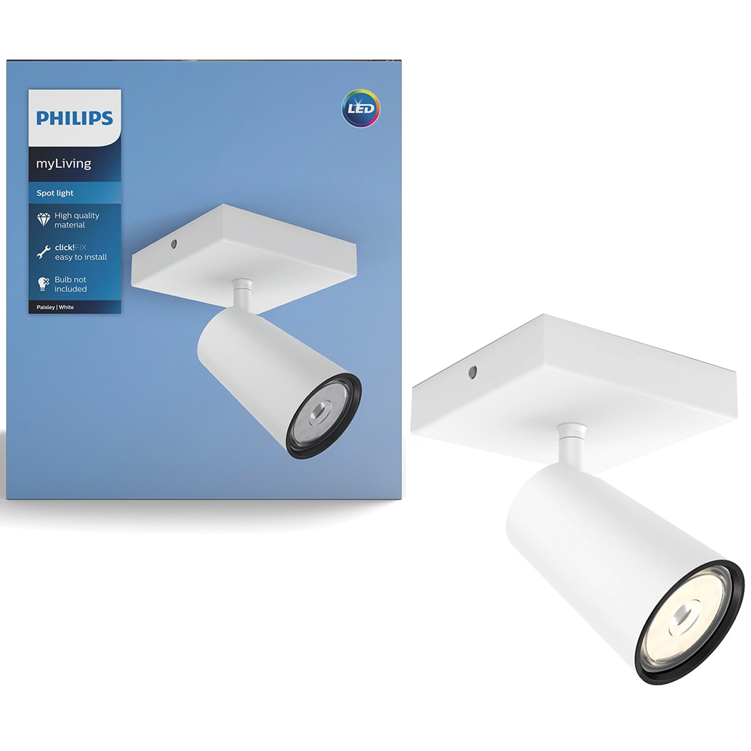 Spot LED luminos Philips myLiving Paisley, GU10, 5.5W, IP20, metal, Alb