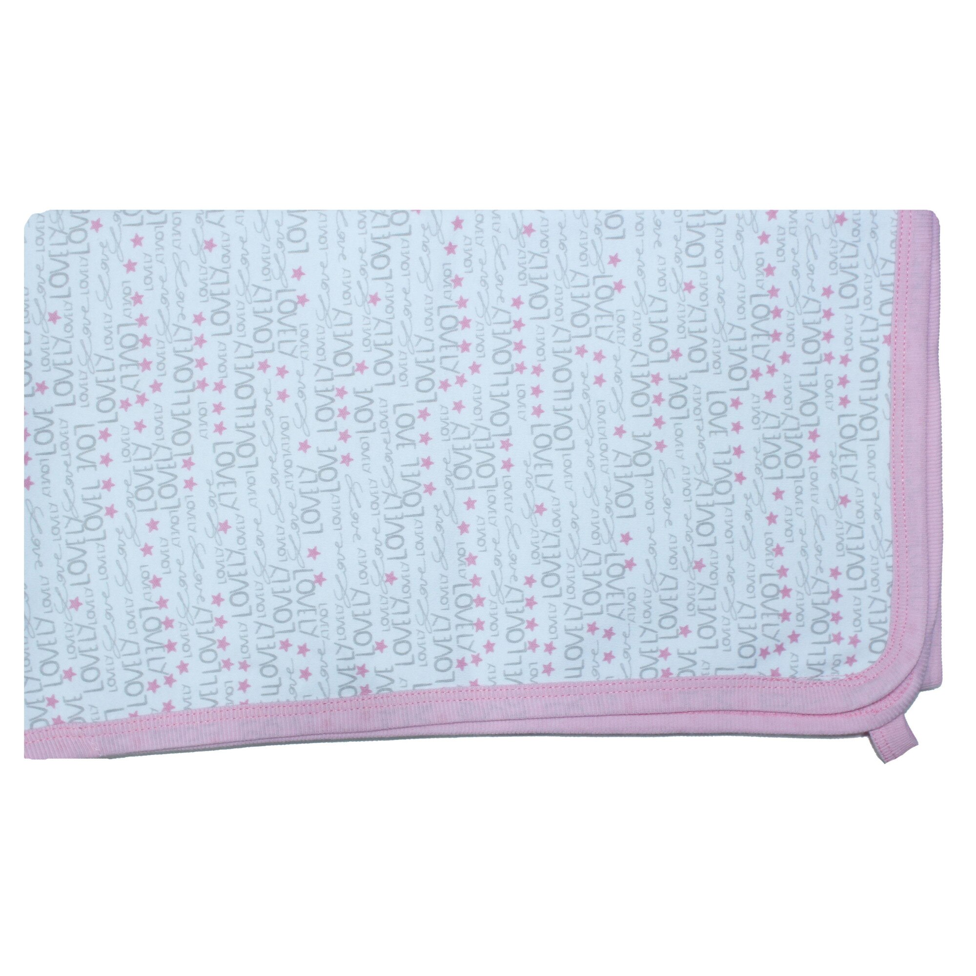 Paturica bumbac, alba cu gri si roz, Lovely, 80x90cm