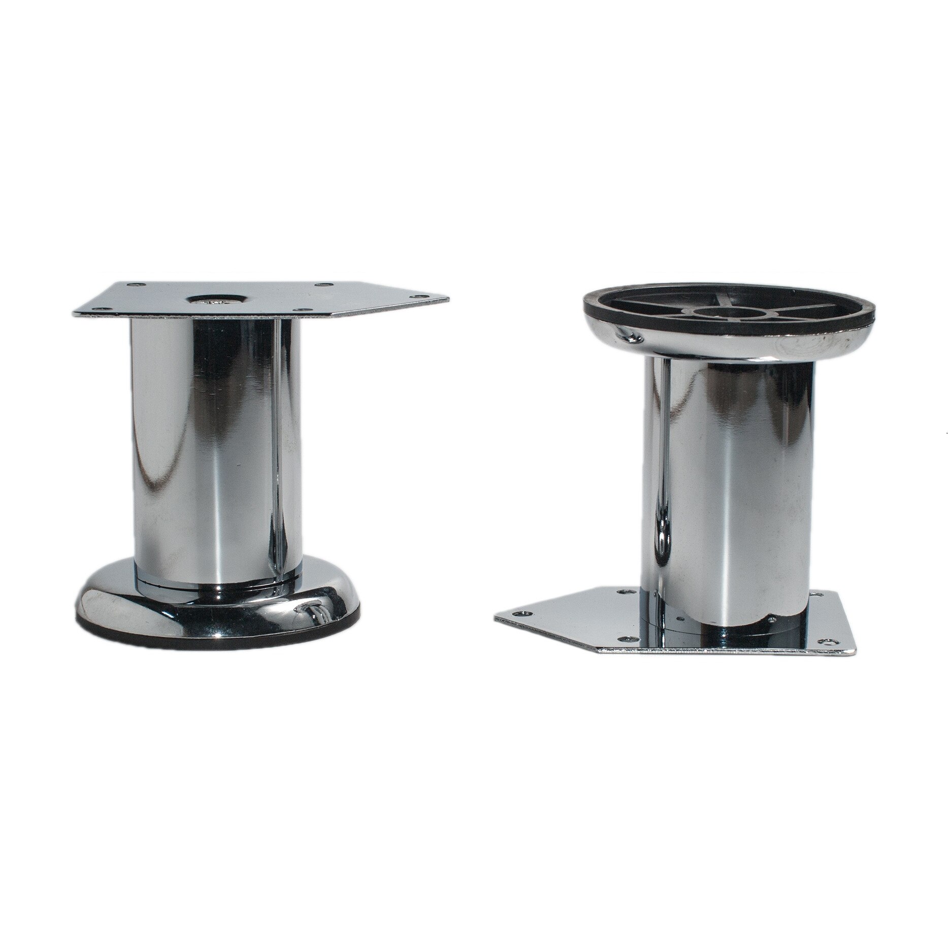 Picior metalic reglabil, H=150 mm pentru mobilier, Ø 42 mm, finisaj crom-lucios