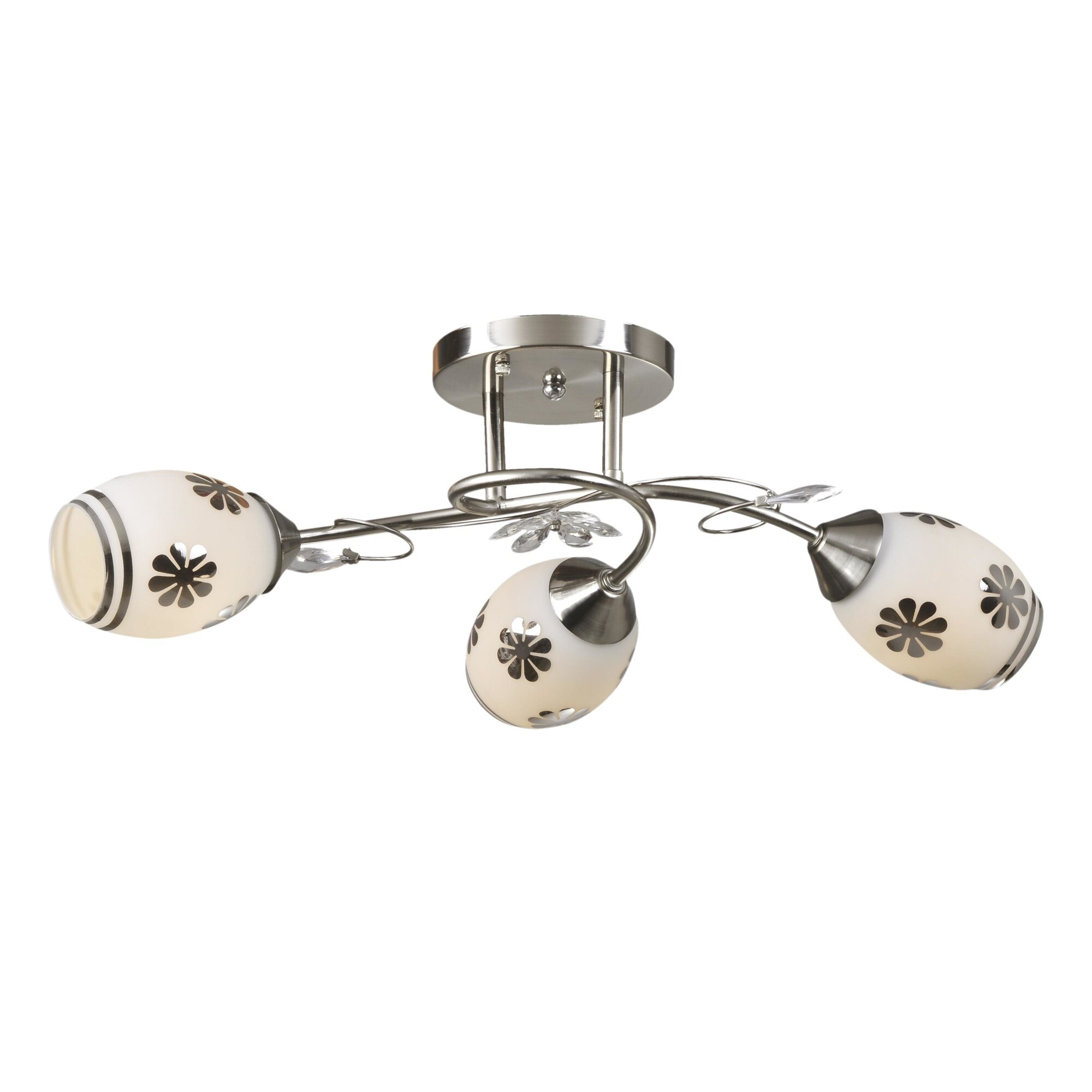 Lustra Lampex Murcia, E 27, 3x 60 W, Metal/Sticla, Alb/Argintiu