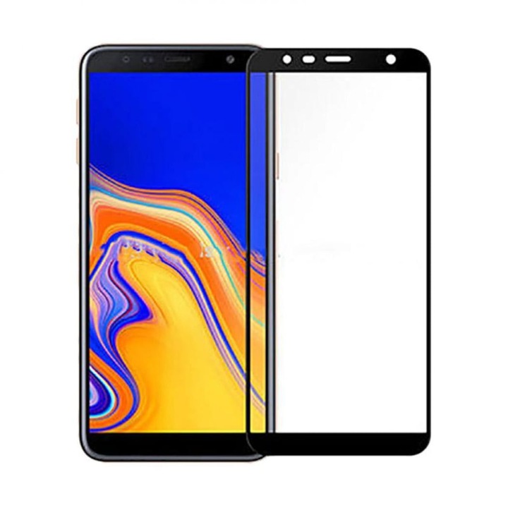 Стъклен протектор Full Face за Samsung J6 Plus 2018, Черен