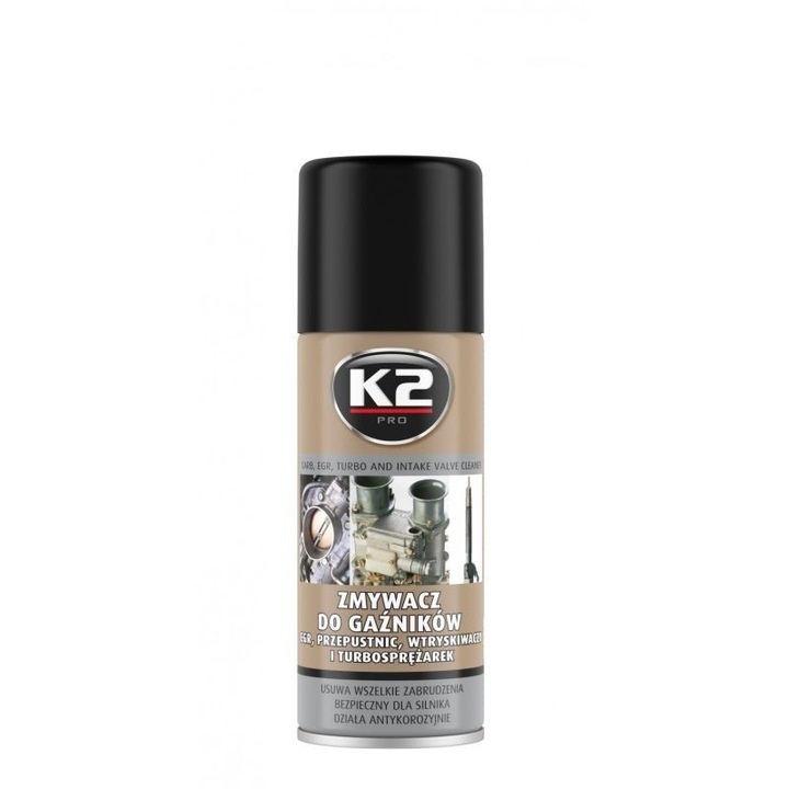 K2 EGR tisztító spray, turbófeltöltőkhöz és porlasztókhoz, 400 ml