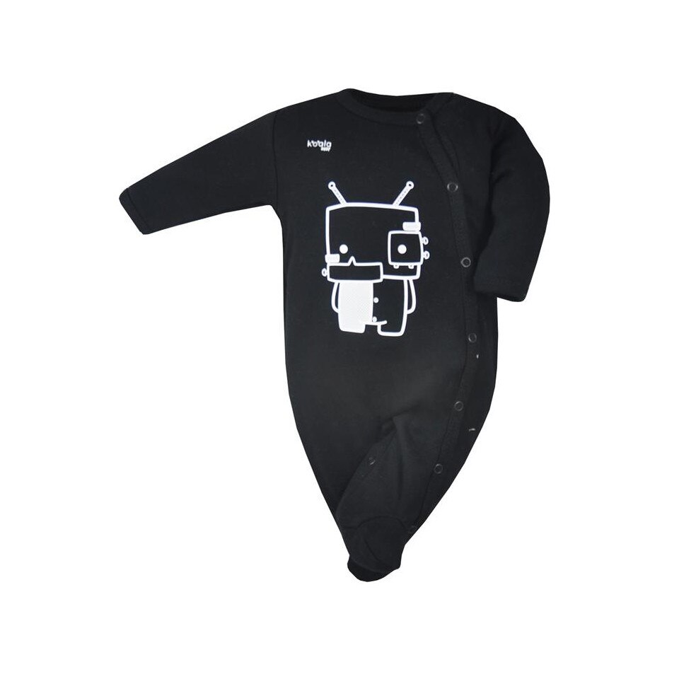 Salopeta cu maneca lunga pentru baieti Koala Robot 06-621N, Negru, 68 cm