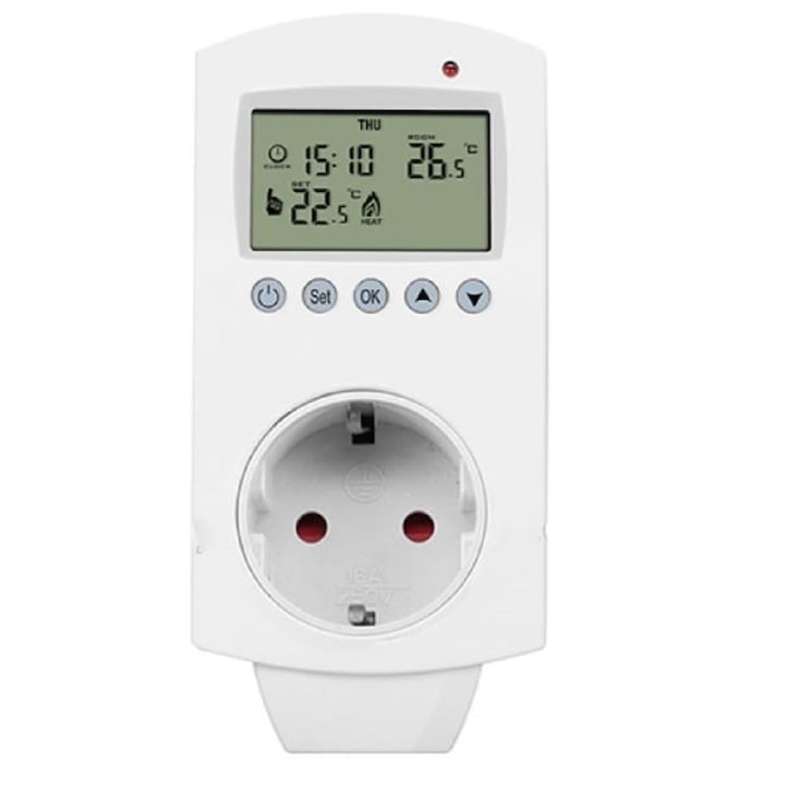 Priza inteligenta termostat 16 A controlata prin WIFI si Internet pentru incalzire electrica