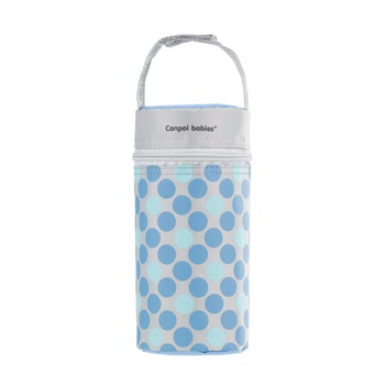 Izolator din material moale pentru biberoane, Canpol babies®, „Retro“, albastru 500 ml Izolator din material moale pentru biberoane, Canpol babies®, „Retro“, albastru 500 ml