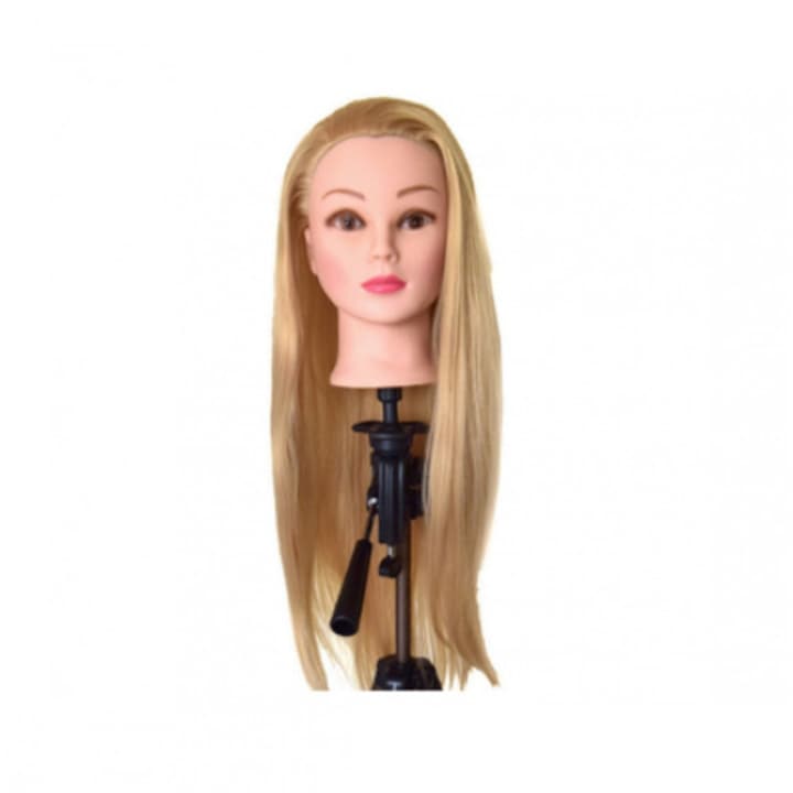 Глава на манекен с естествена коса и руса коса с дължина 60 см