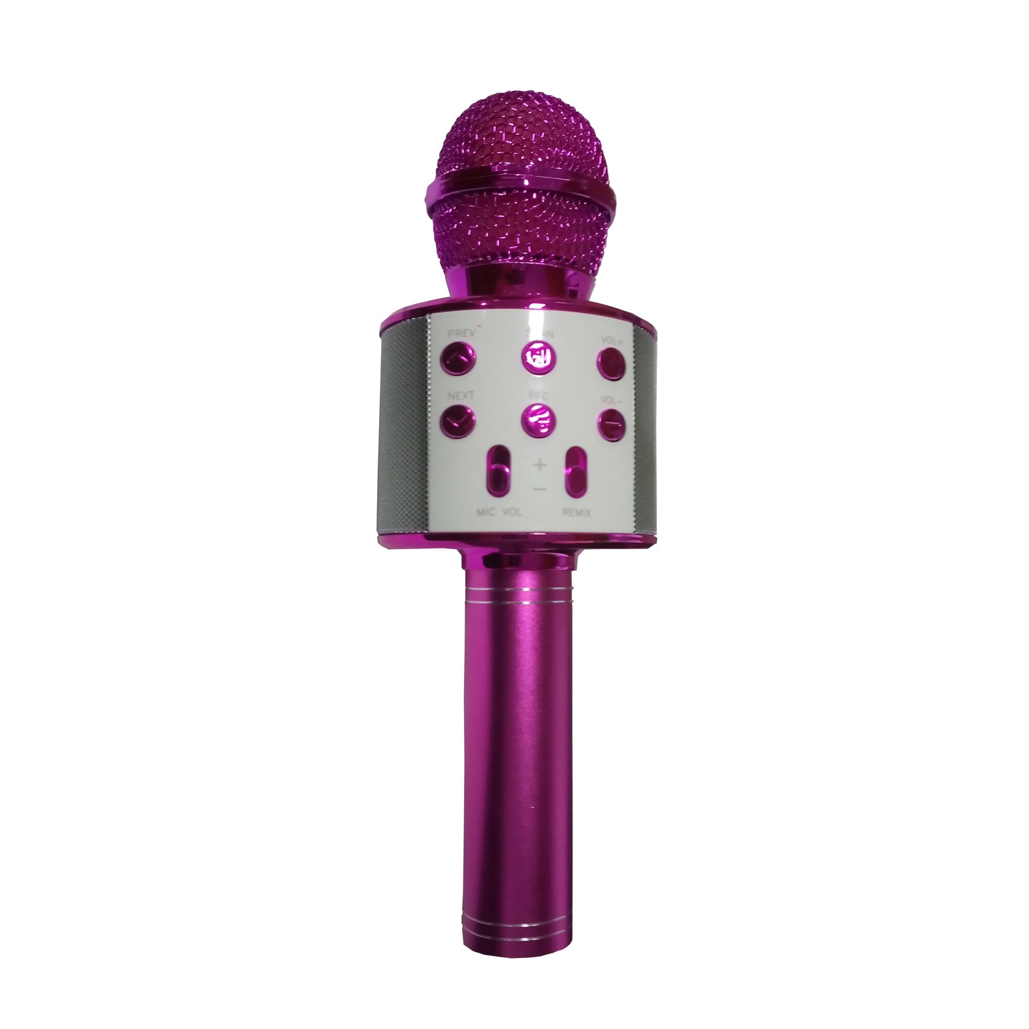 Microfon Karaoke , cu leduri multicolore , Usb , Tf card, Aux in jack 3,5 mm , culoare Roz