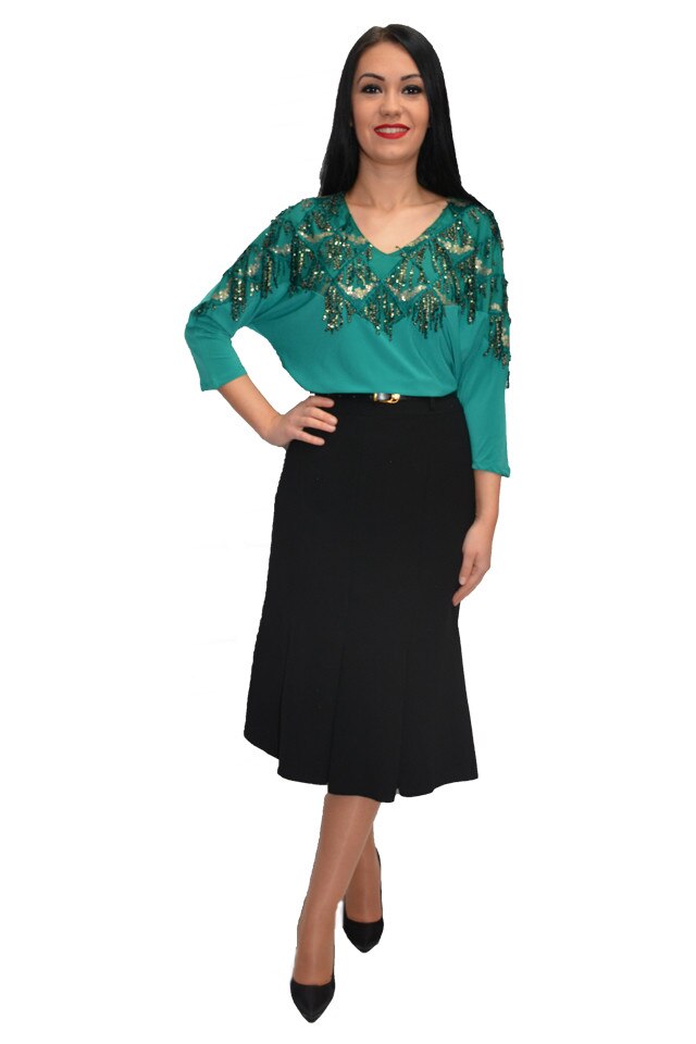 Fusta office usor evazat, D&J Exclusive, Negru