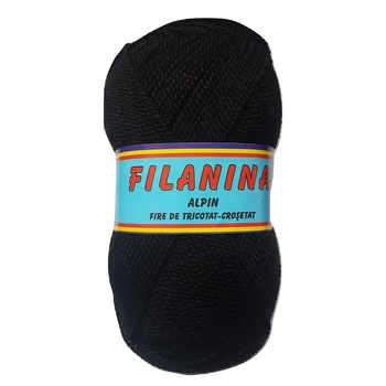Fir tricotat, Filanina, Acril, Negru, 300 m Fir tricotat, Filanina, Acril, Negru, 300 m