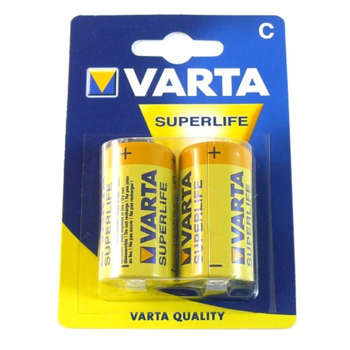 Set 2 buc baterii zinc-carbon Varta Superlife 1,5V