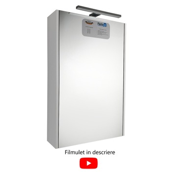 Oglinda baie Mdf vopsit lucios, 50 cm cu dulap compartimentat cu 3 rafturi+ lampa cu leduri 30 cm Oglinda baie Mdf vopsit lucios, 50 cm cu dulap compartimentat cu 3 rafturi+ lampa cu leduri 30 cm