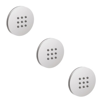 Dusuri laterale rotunde Body Jet incastrate diam. 75 mm, jet ploaie cu membrana anticalcar, Speedclean, fixare rapida, 3 bucati Dusuri laterale rotunde Body Jet incastrate diam. 75 mm, jet ploaie cu membrana anticalcar, Speedclean, fixare rapida, 3 bucati