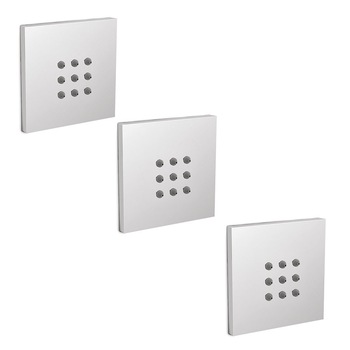 Dusuri laterale patrate Body Jet incastrate 75 x 75 mm, jet ploaie, membrana anticalcar, Speedclean, fixare rapida, 3 bucati Dusuri laterale patrate Body Jet incastrate 75 x 75 mm, jet ploaie, membrana anticalcar, Speedclean, fixare rapida, 3 bucati