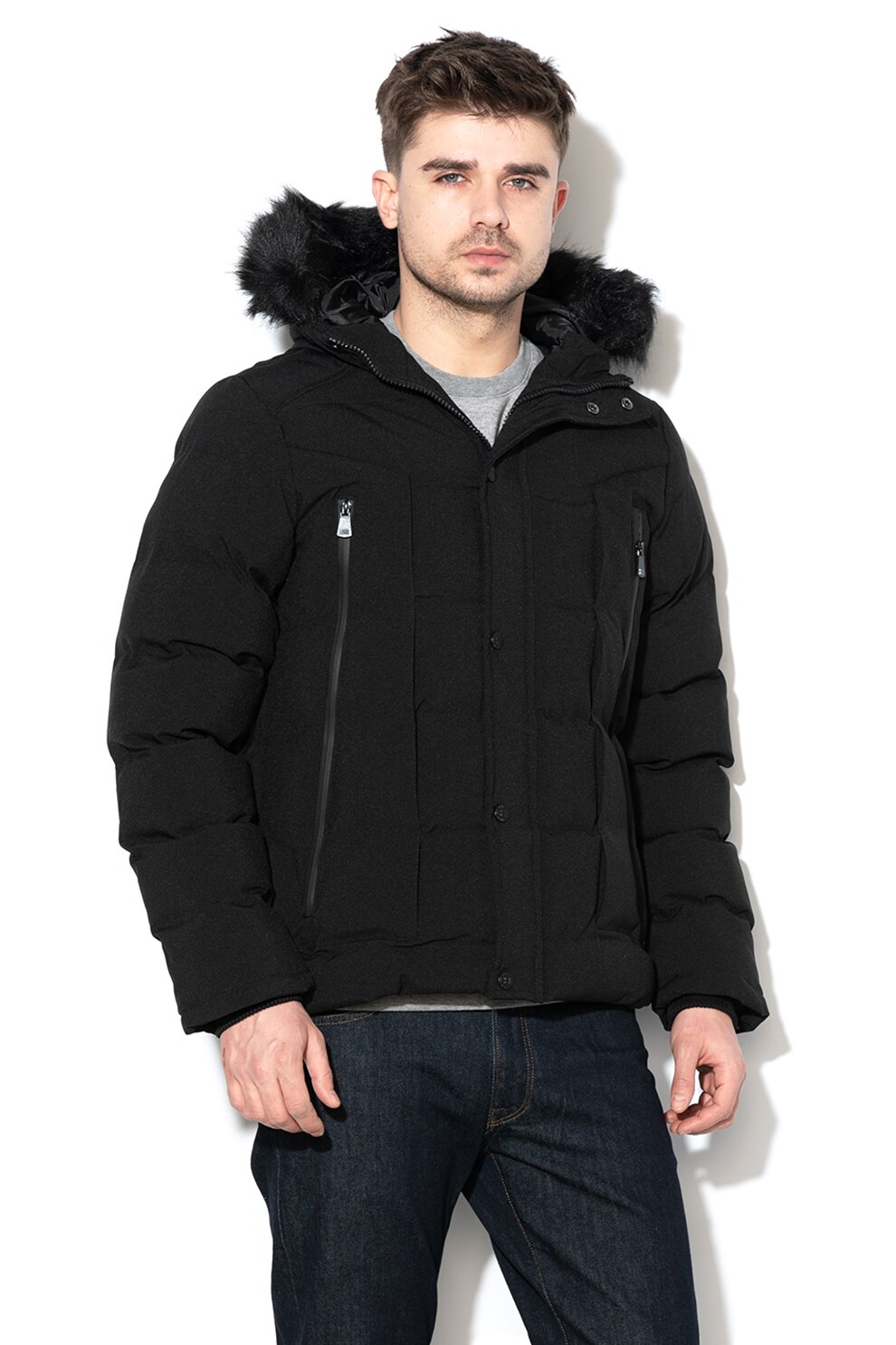 Geographical Norway, Geaca cu vatelina si gluga detasabila Dandy, Negru