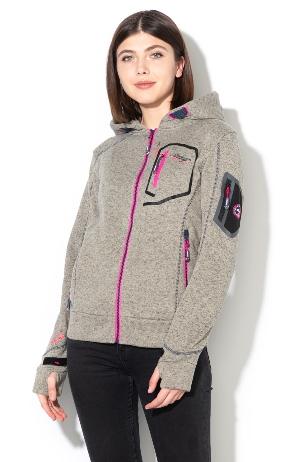 Geographical Norway, Hanorac cu captuseala de fleece Telectra Lady, Gri melange