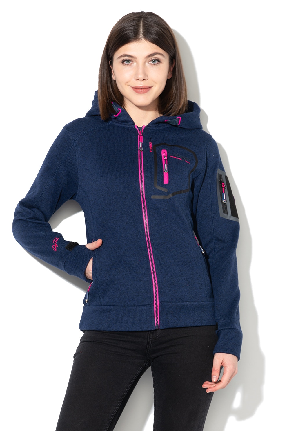 Geographical Norway, Hanorac cu captuseala de fleece Telectra Lady, Albastru marin