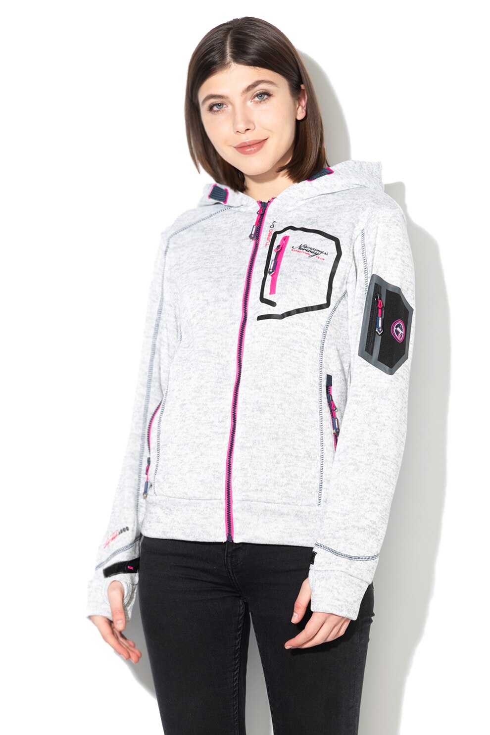 Geographical Norway, Hanorac cu captuseala de fleece Telectra Lady, Gri deschis melange