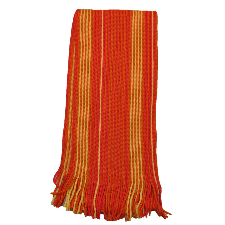 Esarfa tricotata unisex, GlobalOutlet, Poliester, 160 cm, Rosu/Galben