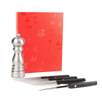 Set rasnita piper si 4 cutite pentru friptura - Peugeot Set rasnita piper si 4 cutite pentru friptura - Peugeot