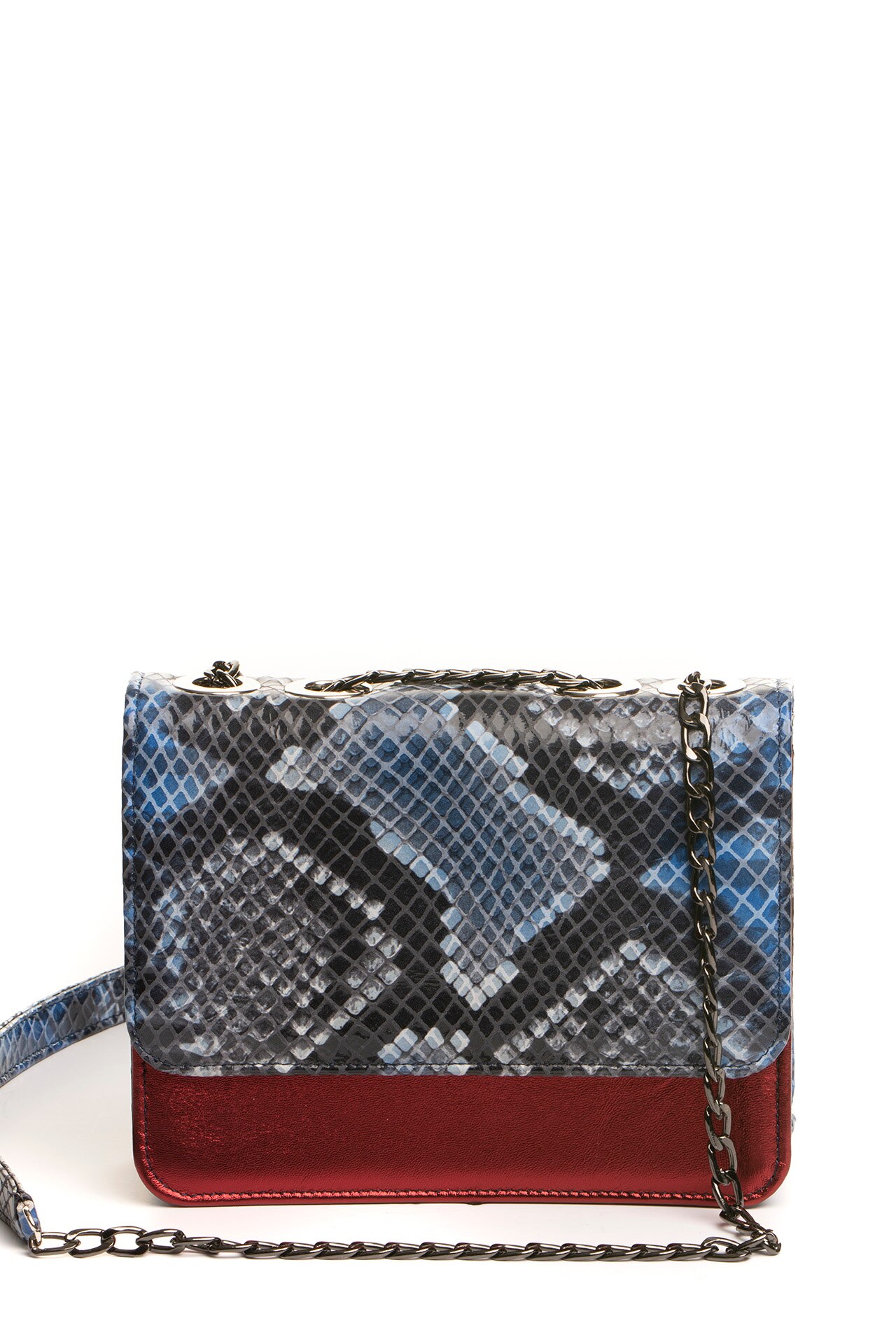 Geanta piele MABELLE PRINT, bleu