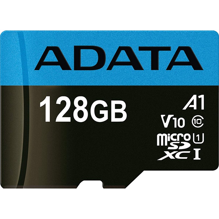 Card de memorie ADATA Premier, MicroSDXC, 128GB, UHS-I, Class 10 + Adaptor