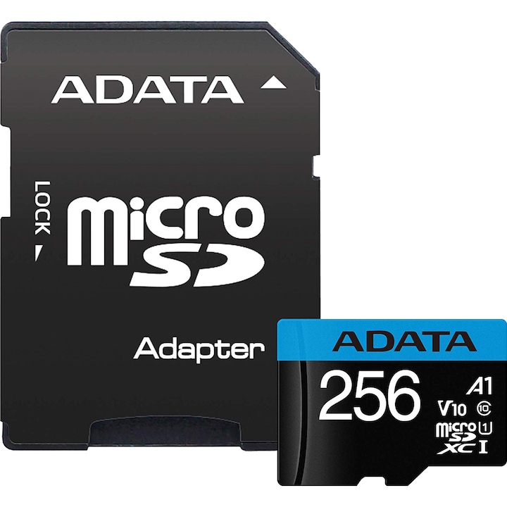 Card de memorie ADATA Premier, MicroSDXC, 256GB, UHS-I, Class 10 + Adaptor