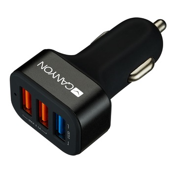 Incarcator auto Canyon CNE-CCA07B, Quick Charge 3.0, 3xUSB, Black Incarcator auto Canyon CNE-CCA07B, Quick Charge 3.0, 3xUSB, Black