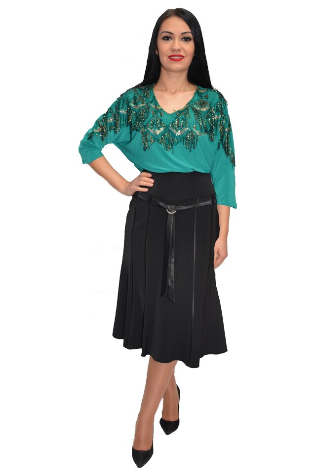 Fusta vintaje din saten ,D&J Exclusive, Negru